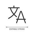 Translate text pixel perfect linear ui icon Royalty Free Stock Photo