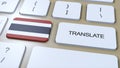 Translate Thai Language Concept. Translation of word. Button with Text on Keyboard. 3D Illustration Royalty Free Stock Photo