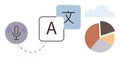 Language Translation and Speech Recognition Concepts with Pie Chart and Cloud Graphic Elements Royalty Free Stock Photo