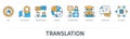 Translation concept with icons in minimal flat line style