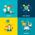 Translation and dictionary flat icons Royalty Free Stock Photo