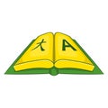 Translation dictionary icon, cartoon style