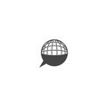 Translation globe icon. Language translation icon. Globe speech bubble icon isolated on white background