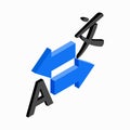 Translation icon, isometric 3d style