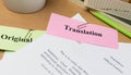 Translation paper on wooden table