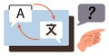 Translation Process with Speech Bubbles and Hand Gesture Highlighting Communication Concept Royalty Free Stock Photo