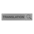 Translation search icon, gray monochrome style