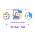 Translation services concept icon. Instant interpretation application idea thin line illustration. Instant translator