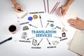 TRANSLATION SERVICES Concept. The meeting at the white office table Royalty Free Stock Photo