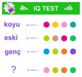 Translation of Turkish words into English: dark, old, young. What word should be instead of a question mark? Intelligence puzzle,