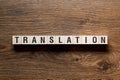 Translation - word concept on building blocks, text