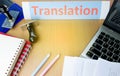 Translation word on office table