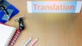 Translation word on office table Royalty Free Stock Photo