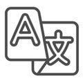 Translator badge line icon, windows pack concept. Vector graphics. Translate program, languages sign on white background