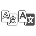 Translator badge line and solid icon, windows pack concept. Vector graphics. Translate program, languages sign on white
