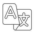 Translator badge thin line icon, windows pack concept. Vector graphics. Translate program, languages sign on white