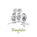 Translator concept. Hand drawn isolated vector