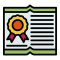 Translator diploma icon color outline vector