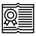 Translator diploma icon, outline style