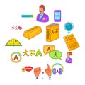 Translator icons set cartoon style Royalty Free Stock Photo