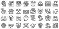 Translator icons set, outline style Royalty Free Stock Photo