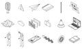 Translator icons set outline vector Royalty Free Stock Photo