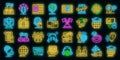 Translator icons set vector neon Royalty Free Stock Photo