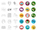 Translator and linguist outline,flat icons in set collection for design. Interpreter vector symbol stock web