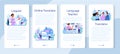 Translator mobile application banner set. Linguist translating document Royalty Free Stock Photo