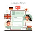 Translator online service or platform. Linguist translating document