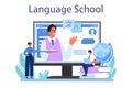 Translator online service or platform. Linguist translating documents