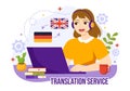 Translator Service Vector Illustration with Language Translation Various Countries and Multilanguage Using Dictionary