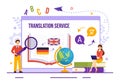 Translator Service Vector Illustration with Language Translation Various Countries and Multilanguage Using Dictionary