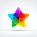 Abstract Rainbow Star Shape Vivid Colors Overlapping Transparency Isolated On White Background Royalty Free Stock Photo