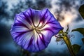 The translucent beauty of a morning glory\'s trumpet-shaped blossom, captured as it unfurls at dawn