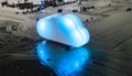 Translucent Blue Cloud Icon on a Dark Circuit Board computing technology Royalty Free Stock Photo
