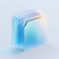 Translucent Blue Folders Stacked on Pale Blue Background