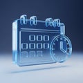 Blue Glass Calendar and Clock Icon with Soft Lighting on Gradient Background time schedule Royalty Free Stock Photo