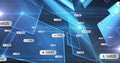 Translucent blue panels floating in data space, with notification bubbles showing icons and numbers Royalty Free Stock Photo