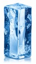 Translucent Blue Rectangular Ice Block on White Background with Reflections Royalty Free Stock Photo