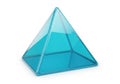 Transparent blue square pyramid geometric shape on a white background Royalty Free Stock Photo