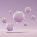 Translucent bubbles float against a soft lavender backdrop. Each bubble features Royalty Free Stock Photo