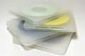 Stack of colorful MIDI-discs in cases. clipping path Royalty Free Stock Photo