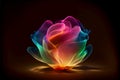 Translucent colorful smoke cloud shaped in form of a rose flower - AI generated