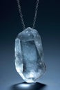 Translucent crystal pendant hangs elegantly, gleaming with an ethereal light