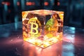 Bitcoin Cube of blockchain blocks Royalty Free Stock Photo