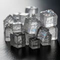 Translucent, cube-shaped objects resembling ice cubes with a Royalty Free Stock Photo
