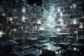 Translucent cubes: a captivating grey tech wallpaper