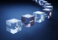 Translucent cubes form a digital chain Royalty Free Stock Photo