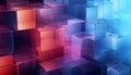 Translucent cubes stacked on top of each other. Dark color theme. Minimalistic information technology wallpaper